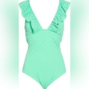 Betsey Johnson Green Swim Coverup with Ruffles